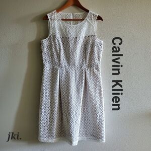 Calvin Klein Eyelet Lace White Midi Dress